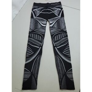 Voodoo Black White Graphic Print Seamless Leggings Pants Women's Size S